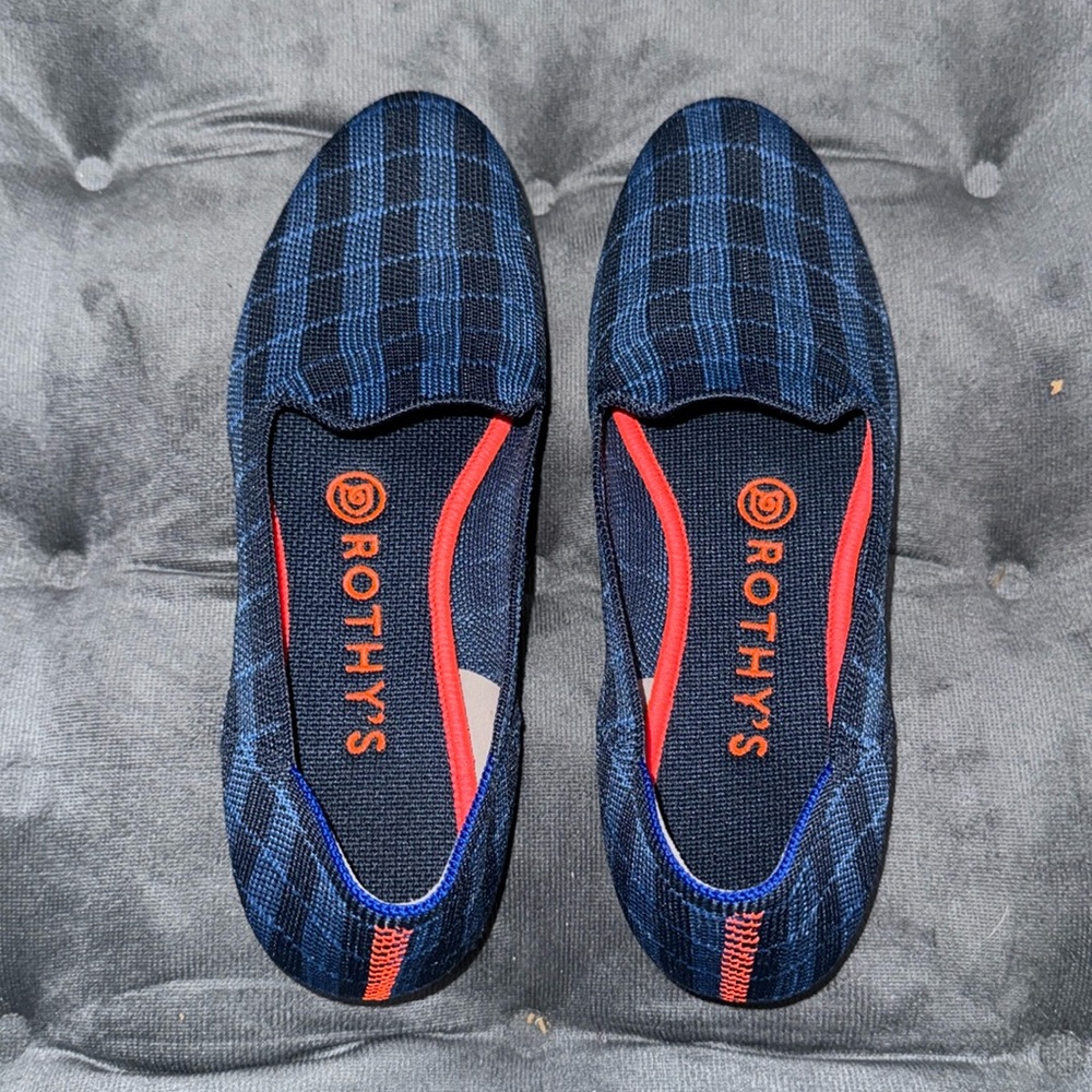 Rothy’s Blue Gingham Loafers